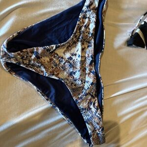 Becca Blue and Brown Snake Patterned Bikini Bottom size L and Top size D